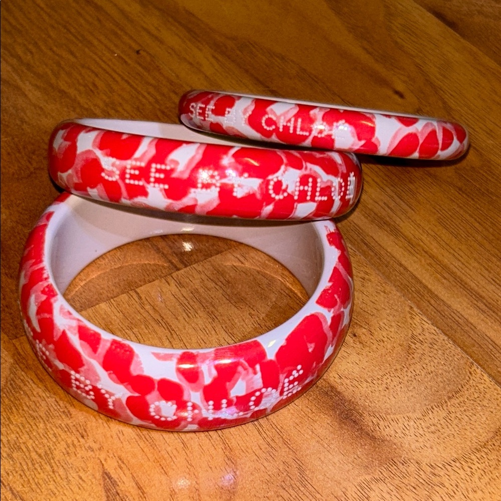 See by Chloé Red and White Patterned Bangles